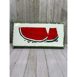 Vintage 13"x 6" Crest Mold 77 Red Watermelon Plaque Wall Decor Painted Summer